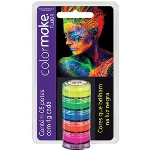 PINTURA FÁCIAL CREMOSA 5 CORES FLUORESCENTES COLOR MAKE