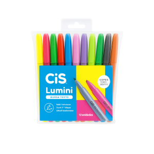 MARCA TEXTO LUMINI CIS COM 12 UNID 5 NEON + 7 PASTEL