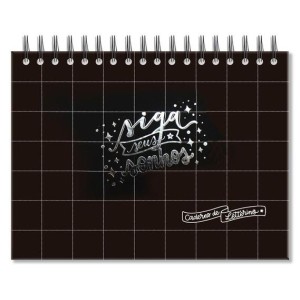 CADERNO DE LETTERING PRETO QUADRICULADO C/ 40 FOLHAS BRANCAS FINA IDEIA