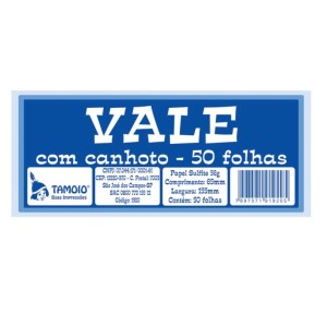 BLOCO DE VALE COM CANHOTO 50 FOLHAS TAMOIO