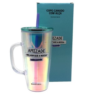 COPO CANUDO C/ALCA 750ML HOLOGRAFICO AMIZADE